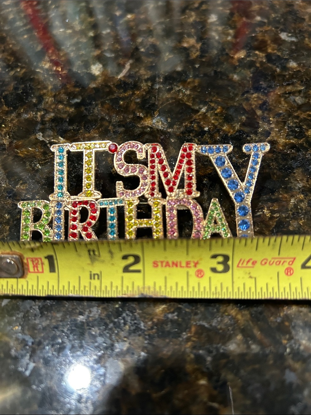 “It’s My Birthday” Multicolor Rhinestone Pin - Picture 3 of 3